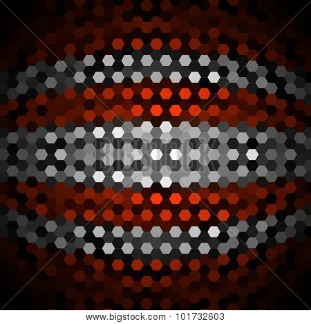Coquelicot and Gray Hexagons Pattern Background