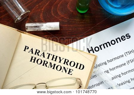parathyroid hormone (PTH)  written on book.