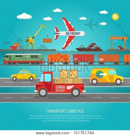 Logistics transportation details flat poster print