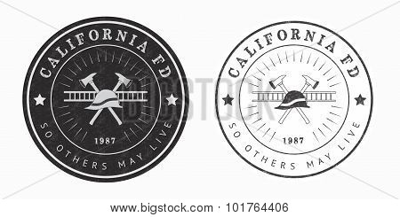 Set Of Fire Department Emblems And Badges In Vintage Style