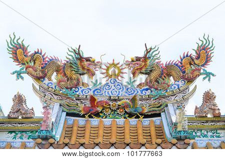 China Dragon Isolate, Chinese Temple In Thailand.