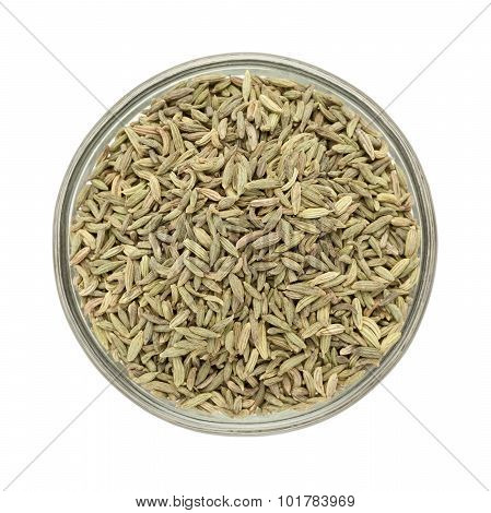 Organic Aniseed in bowl top view.