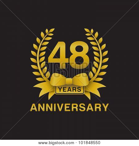 48th anniversary golden wreath logo black background