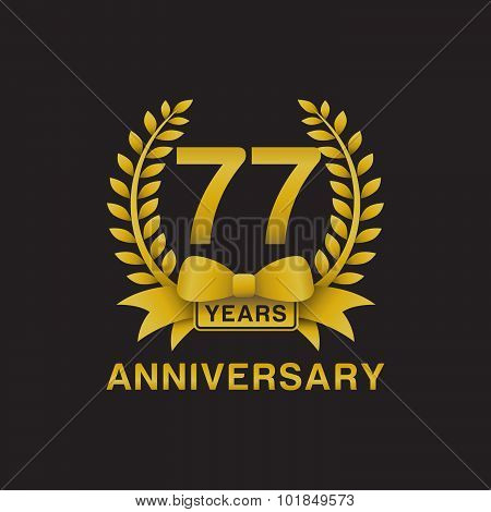 77th anniversary golden wreath logo black background