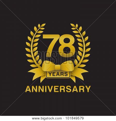 78th anniversary golden wreath logo black background