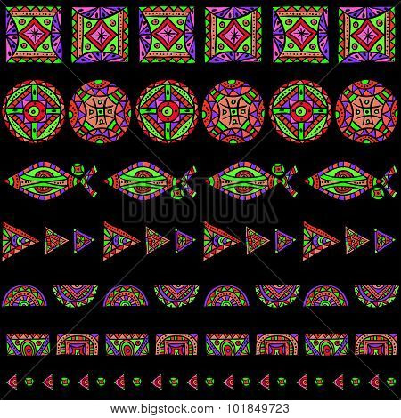 psychedelic ethnic rainbow patterns set