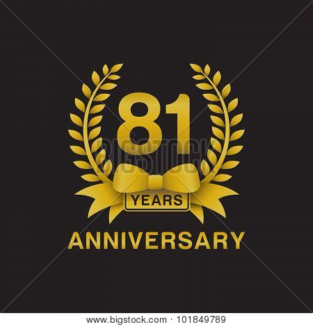 81st anniversary golden wreath logo black background