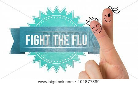 Fingers smiling against flu shot message