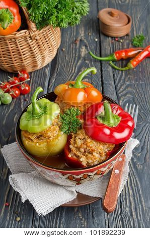 Peppers Stuffed With Rice And Meat