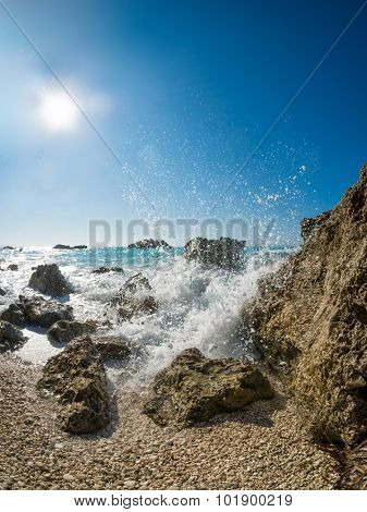 Kathisma Beach, Lefkada Island in Ionian Sea, Greece.