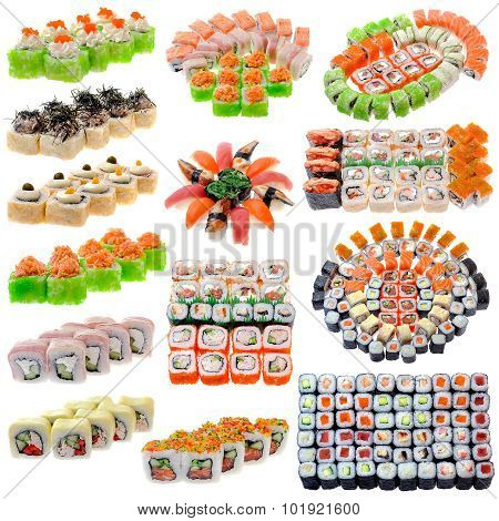 Sushi on a white background set