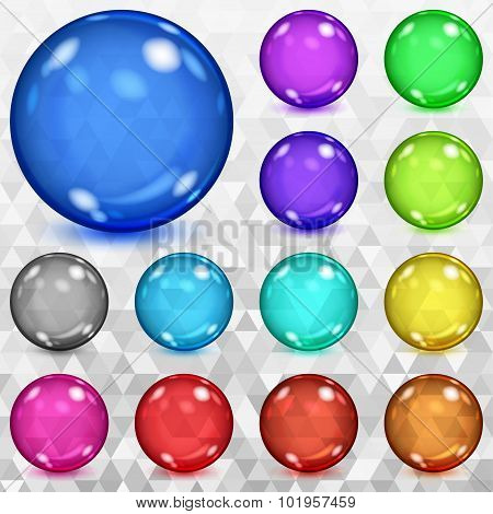 Set Of Multicolored Transparent Spheres