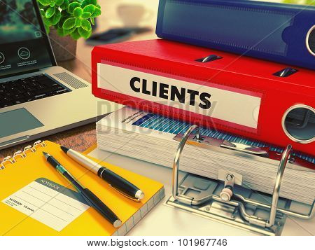 Red Office Folder with Inscription Clients.