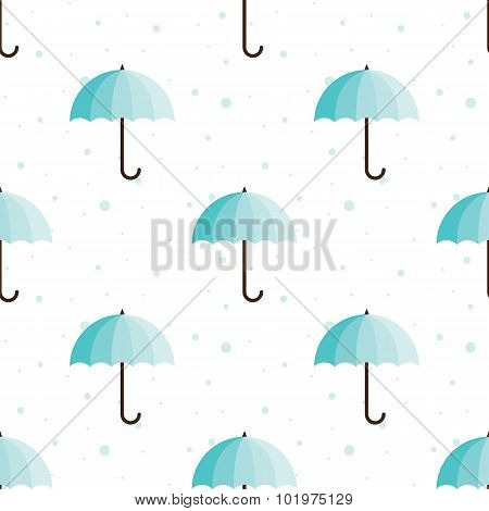 Vector vintage umbrellas seamless pattern. Cute blue umbrella background