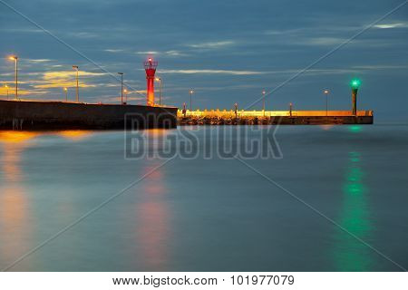 Entrance To The Port At Night