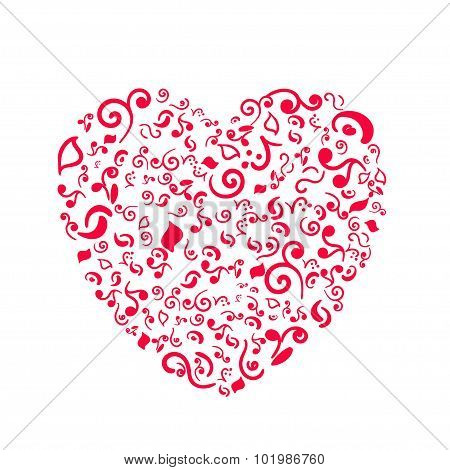 Doodle heart on white background