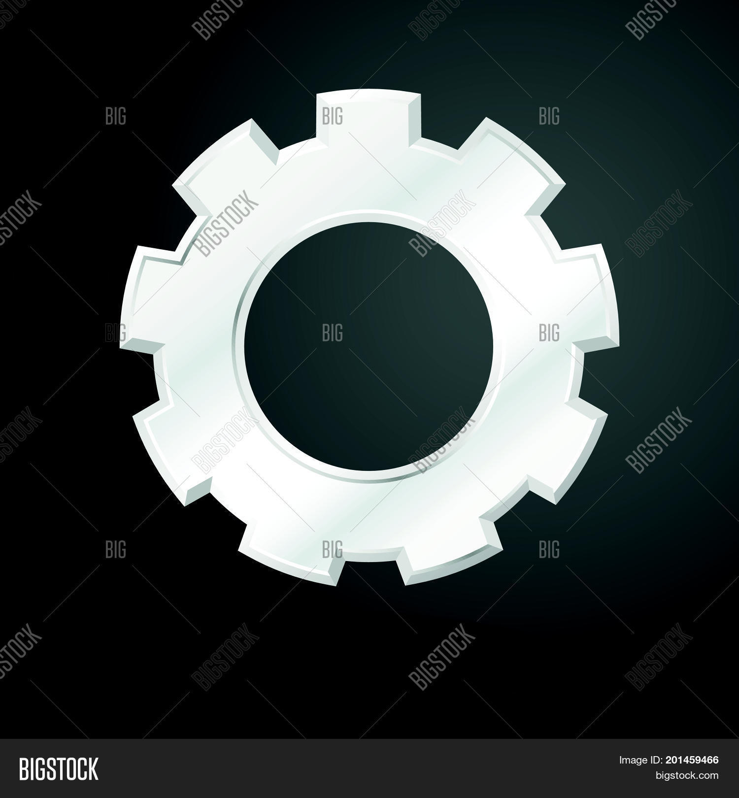 White Gear Blue Rounded Square White Gear Realistic Vector & Photo (Free Trial) | Bigstock