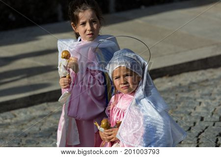 ABADIA, AMARES, PORTUGAL - August 15, 2017: Traditional religious procession of Senhora da Abadia in Amares, Portugal