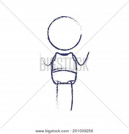 blurred blue contour of pictogram little girl in top and knickers with hands up vector illustration