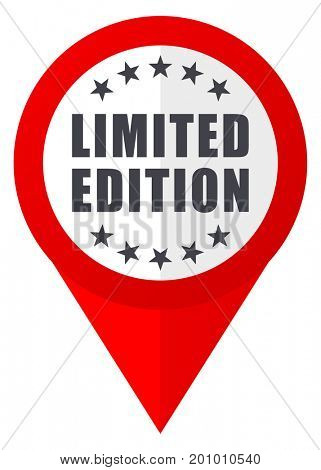 Limited edition red web pointer icon. Webdesign button on white background.