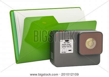 Computer folder icon with dashcam 3D rendering isolated on white background
