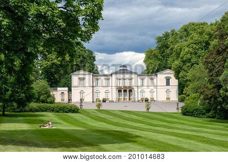 STOCKHOLM - JULY 5, 2017: Rosendal palace in Stockholm. Rosendal palace located in the recreational area of Djurgarden is one of 11 Royal palaces in Sweden.