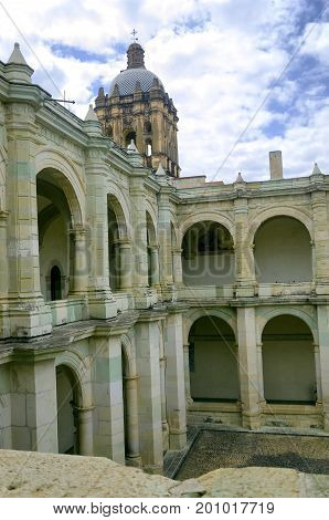 View monastery building in downtown Oaxaca Mexico