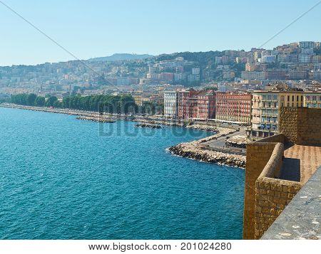 View Of Naples From Castel Dell'ovo Castle. Campania, Italy.