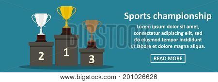 Sports championship banner horizontal concept. Flat illustration of sports championship banner horizontal vector concept for web