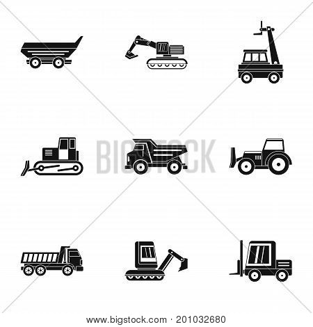 Building heavy vehicle icon set. Simple set of 9 building heavy vehicle vector icons for web isolated on white background