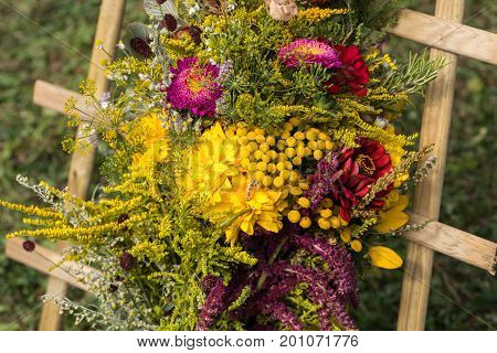 handmade beautiful bouquets from flowers and herbs