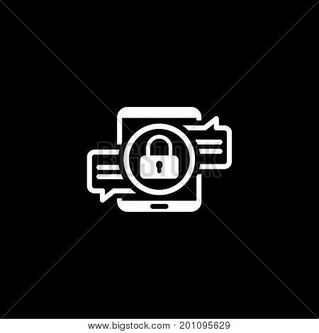 Encrypted Messaging Icon. Security Concept with a Tablet and a Message with Padlock. Isolated Illustration. App Symbol or UI element.