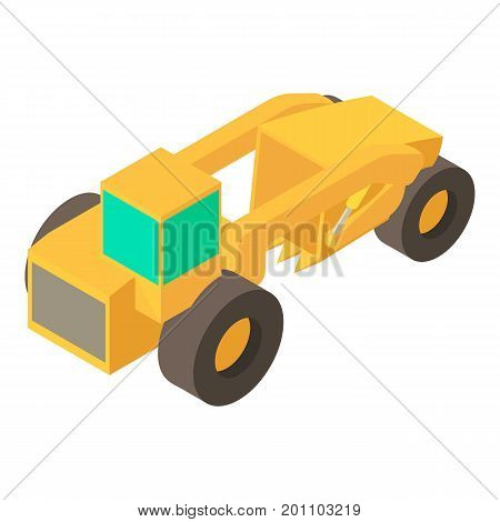 Motor grader machine icon. Isometric illustration of motor grader machine vector icon for web