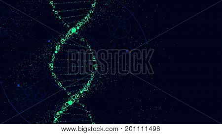 DNA molecule structure Futuristic Sci-Fi interface vector background