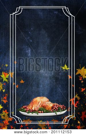 Photo of a holiday Thanksgiving Day turkey flyer background with room for text.