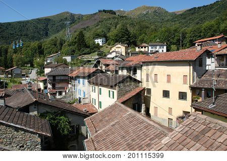 Miglielia Switzerland - 4 June 2009: The village of Miglielia on Malcantone valley Switzerland