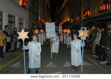 The Annual Procession To Jesus Christ At Easter In Mendrisio