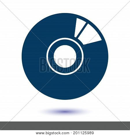 CD or DVD icon. Compact disk simbol. Flat design style.