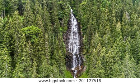 Waterfall Tumultuous in the Bad Valley. Fagaras Mountains Romania
