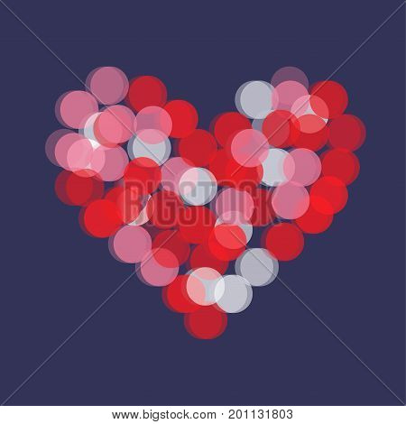 Bokeh lights in a heart shape isolated vector imitation illustration. Great as blur romantic background or wedding invitation cover or housewarming gift card template.