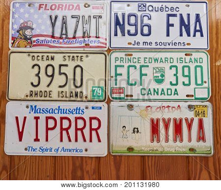 License Plates as wall decorations at Sweet Scoops Ice Cream Shop in St. Charlotte florida