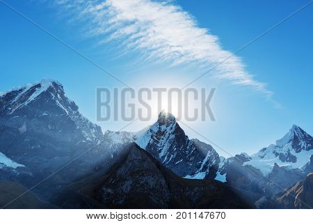 Beautiful mountains landscapes in Cordillera Huayhuash, Peru, South America