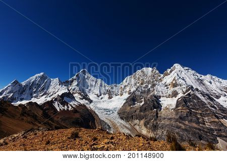 Beautiful mountains landscapes in Cordillera Huayhuash, Peru, South America