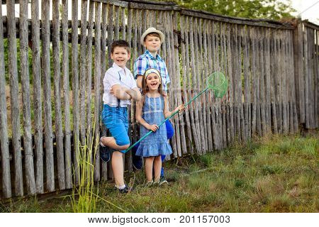 brother and sister portrait in the village