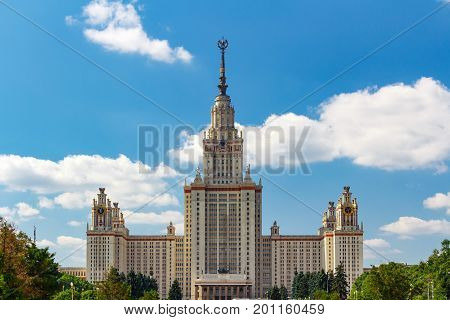 Lomonosov Moscow State University (msu). View Of The Main Building On Sparrow Hills