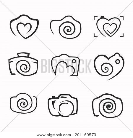 Photos Logo. Camera logo vector set. Trendy Hipster camera. photo icon