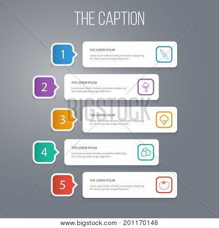 Outline Vegetables Set Of Mushroom, Zucchini, Vitas And Other Vector Objects