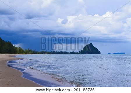 The beach Bang Boet Beach and the rain Chumphon Province Thailand is famous for travel