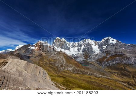 Beautiful mountains landscapes in Cordillera Huayhuash, Peru, South America