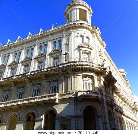 Architecture of building on corner and two streets